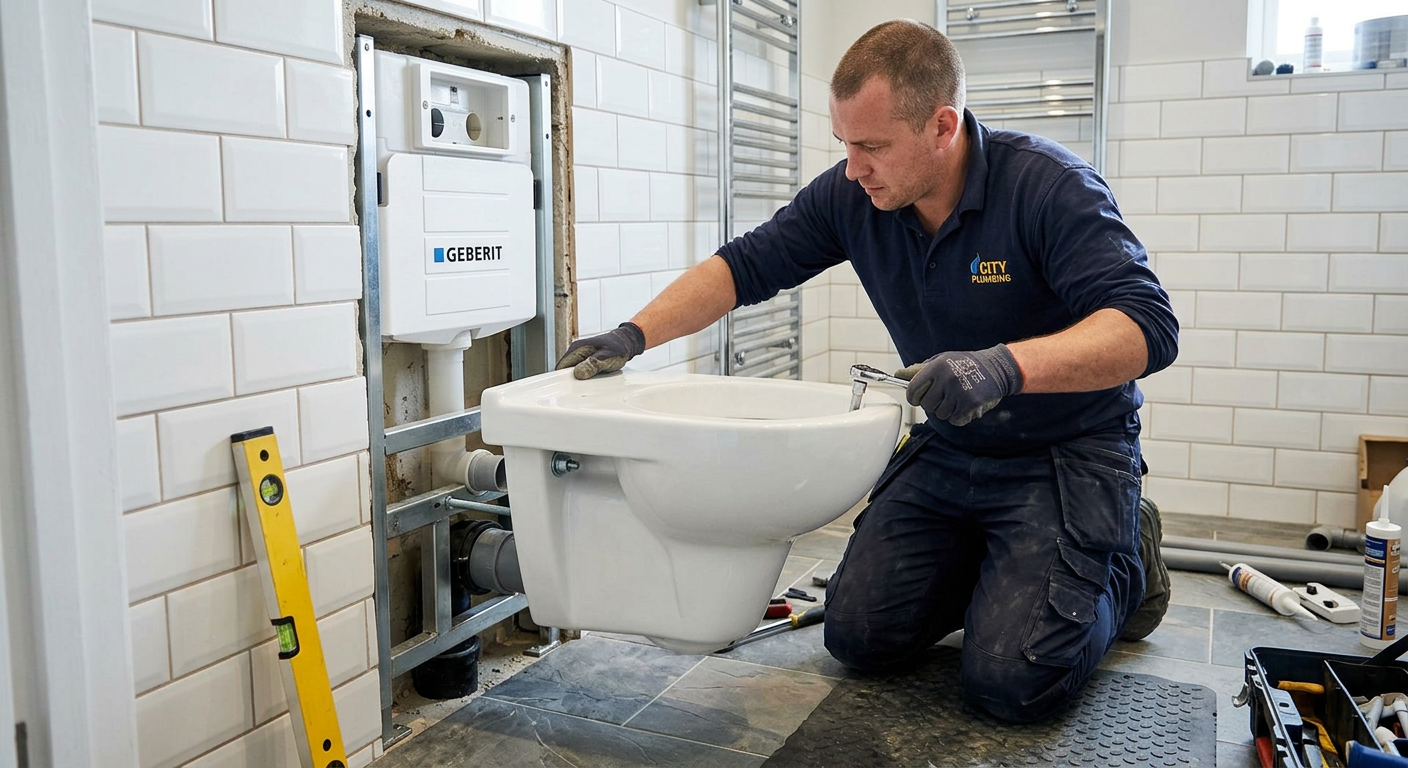 Pose de WC suspendu par un plombier professionnel à Vigneux-sur-Seine